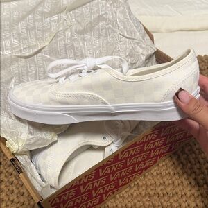 Vans White Checkered Canvas Sneakers